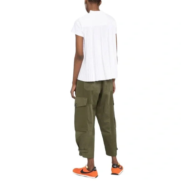 SACAI Hybrid Contrast NWOT Pleated Back T-Shirt Size Japanese 3 US M-L